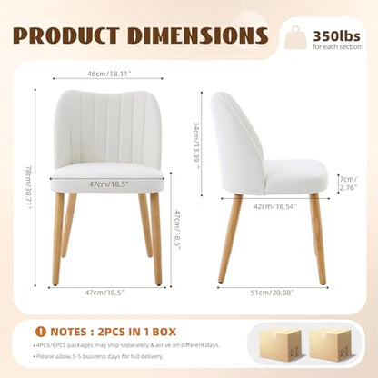 GarveeHome Dining Chairs Set of 4 with Cozy Backrest/Wooden Legs | Dining Chairs Set of 4 with Cozy Backrest/ Wooden Legs No tools Needed - color: Stripes White-natural Legs