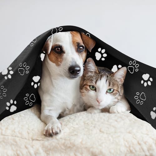 CAI TENG Fleece Throw Blanket Blankets for Couch Bed 50x60 inch 6 Pack Kids Blanket Throws Fleece Fabric Soft Cozy Travel Blankets Lightweight Small Throws Camping Gifts Blankets Black Dog Paw - color: Black Dog Claw