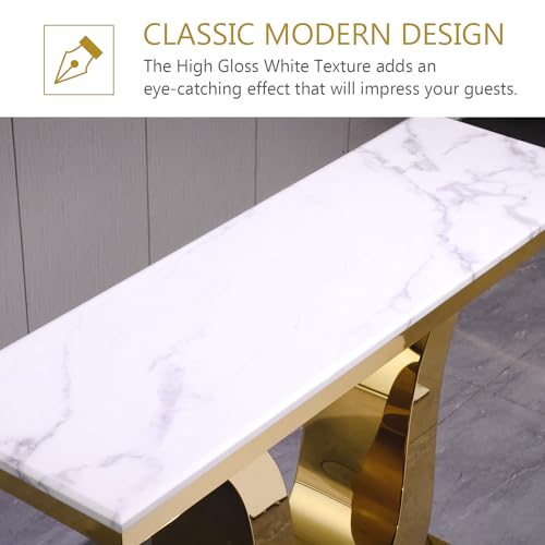 Gold Console Table, White and Gold Living Room Sofa Table, 50" Rectangle Console Table for Entryway, Living Room, Office, Foyer, Front Hall, Hallway - color: Gold