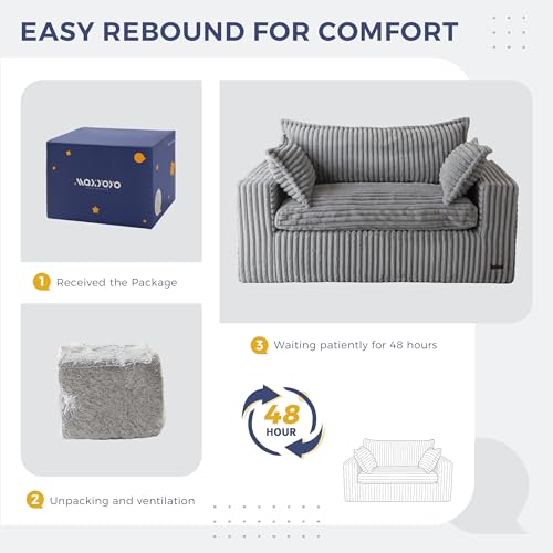 MAXYOYO Boneless Couch, 59-Inch Couch in a Box, Deep Loveseat | Foam-Filled Boneless Loveseat, Deep Seating for Two with No Assembly, Ideal for Living Rooms, Apartments, Dark Grey - color: Dark Grey