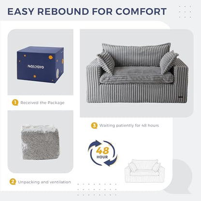 MAXYOYO Boneless Couch, 59-Inch Couch in a Box, Deep Loveseat | Foam-Filled Boneless Loveseat, Deep Seating for Two with No Assembly, Ideal for Living Rooms, Apartments, Dark Grey - color: Dark Grey