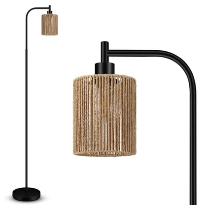 Industrial Floor Lamp, Standing Lamp with Lampshade, 6W LED Bulb Included, Modern Floor Lamp with Foot Switch, Bright LED Lamp for Living Room and Bedroom, Office - color: Black-W