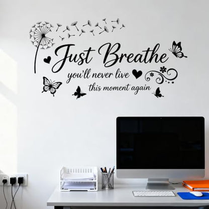 Relax Quotes and Dandelions Wall Decals, Wall Stickers Decor | 2 Sheets 11.8"x37.8" Vinyl Removable Peel and Stick Murals, Plant Decor for Bedroom, Bathroom, Office, Classroom & Home - style: Relax Quotes and Dandelions