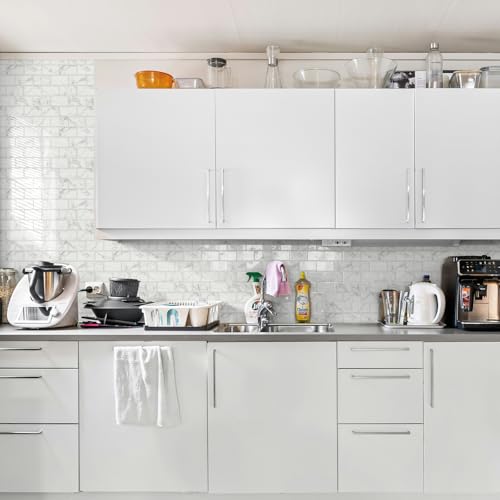 STICKGOO Subway Tile Peel and Stick Backsplash, Thicker Design 12" x 12" Stick on Backsplash Tiles for Kitchen, Bathroom, Wall Tile (10 Sheets, Grey Marble Look) - color: Grey Marble