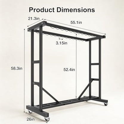 Heavy Duty Clothes Rack, Thickened Stainless Steel Frame, Black | Thickened stainless steel frame, high load capacity, home & commercial, rust-resistant, stable without wobbling - color: Black