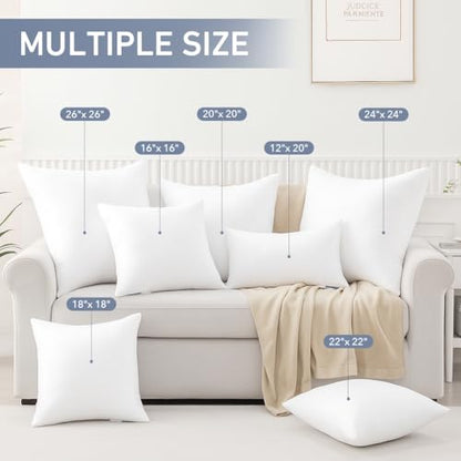 Leeden 30x30 Pillow Inserts Pack of 2, 30 Inch Throw Pillow Inserts, Soft Fluffy Decorative Square Throw Pillows for Couch, Sofa, Bed, and Home Decor White Pillows - size: 30x30 Inch