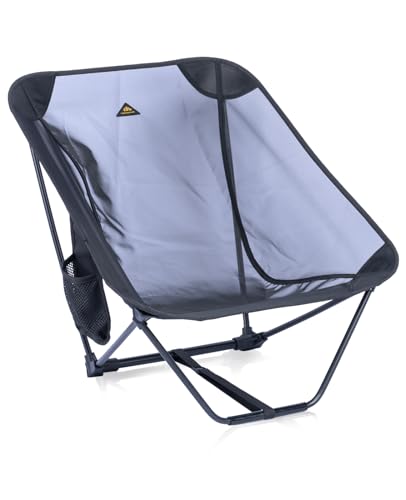 Low Ultralight Compact Folding Chair (Black Mesh) | with Side Pocket and Carry Bag, for Camping Backpacking Hiking - color: Black Mesh