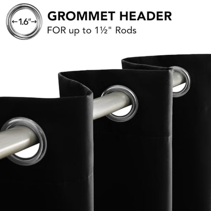 Deconovo Blackout Curtain Panel – Solid Grommet Top, Thermal Insulated & Energy‑Saving, Machine‑Washable Room Darkening Window Treatment for Bedroom & Living Room, 1 Panel, Black, 42W x 63L | Closet Drape 1 Panel, Room Darkening, Thermal Insulated, Gromme