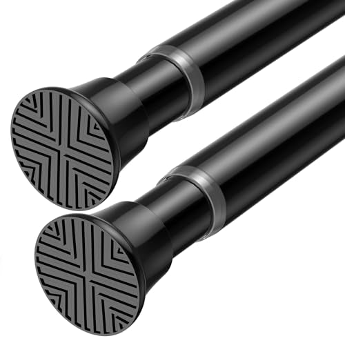 2Pack Curtain Rods for Windows 30-77Inch Black Tension Curtain Rod | Adjustable Curtain Rod No Drilling Spring Rod Tension Rods for Doorway,Closet,Kitchen,Window - color: Black, size: 30" to 77"-2Pcs