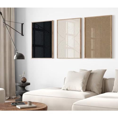 Abstract Modern Wall Decor Art Set of 3 Boho Neutral Canvas Wall Art Beige Minimalist Line Wall Art Decor Brown Black Art Modern Abstract Prints Pictures for Living Room Bedroom 12x16 Inch Unframed - color: Black Line Prints, size: 12x16 Inch Unframed