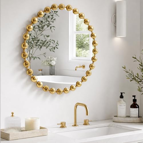 Madison Park 36 inch Gold Round Mirror, Round Mirrors for Wall Decor, Metal Frame Circle Mirrors for Bathroom, Living Room, Circle Wall Metal Art Mirror - color: Gold, size: 36"L x 36"W