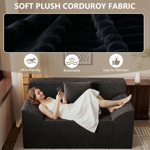 42" Boneless Oversized Chair with Side Pocket, Sofa Small Single Couch in a Box, Deep Seating Boneless Chair for Bedroom Living Room Office Apartment, No Assembly, Black - color: Black, size: 42'' Style 4