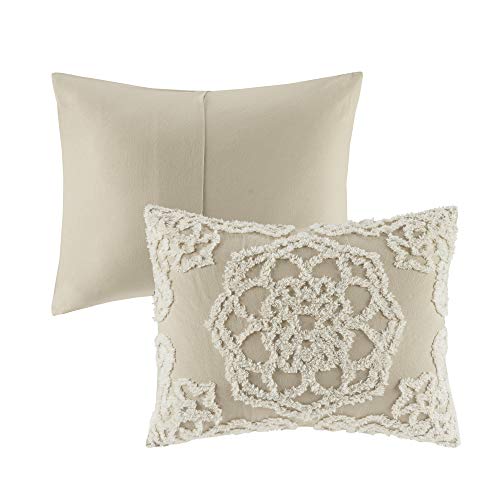 Madison Park Laetitia Lightweight 100% Cotton Quilt Set, Breathable Chenille Tufted, Shabby Chic Boho Medallion Design, Sham, Floral Taupe w/ Tassels, Full/Queen-2 Piece | Lightweight Bedding Set, Shabby Chic, Boho, Medallion, Floral, Machine Washable, Ea