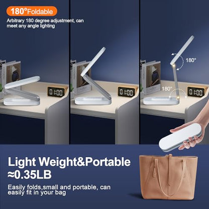 Giryuhd LED Desk Lamp for Office Home & Battery Operated Lamp Rechargeable Lamp Foldable & Portable Light, LED Desk Light Strip, 3 Brightness Dimmable Small Desk Lamp Wireless Reading Lamp(2PACK) - color: White(2PACK)