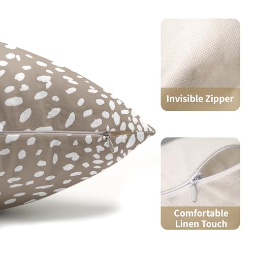 Antelope Lumbar Pillow Covers 12X20 Inch Beige Deer Animal Print Decorative Pillow Cases Modern Neutral Faux Fawn Cotton Linen Throw Pillows Set of 2 Home Decor for Sofa Porch Couch Outdoor - color: Beige, size: 20" x 12" (Pack of 2)