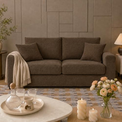 69'' Loveseat Sofa,Modern Fabric 2-Seater Sofa with 2 Pillows(Coffee) | Small Couches for Living Room, Office,Apartment, Small Spaces,21 in Deep Seat - color: 1