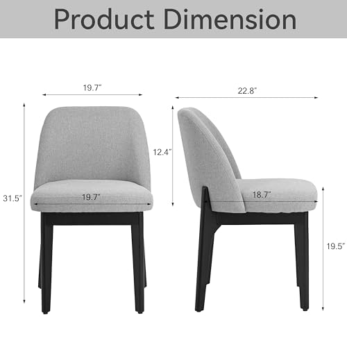 VKNOW Upholstered Wood Dining Chairs Set of 4 with Modern Fabric, Grey | Modern Dining Room Chairs with Wood Legs, Kitchen Chairs for Restaurant, Living Room, No Wobble - color: Grey-black Leg, size: 4 PCS
