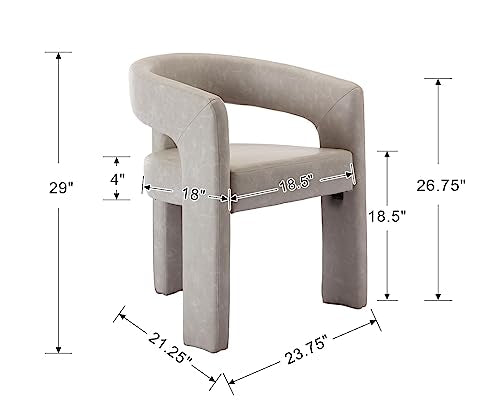HNY Modern PU Leather Barrel Single Dining Chair, Grey | Upholstered Accent Armchair With Wide Seat Stylish Design For Living Room Bedroom Vanity And Small Spaces - color: Grey Pu