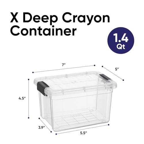 Superio Mini Storage Container Plastic Crayon Box Art Supplies and Sewing Case Stackable Clear Small Organizer for Beads, Stationery, Chalk, and Food, 1.4 Quart, 8 Pack - size: 1.4 Quarts, style: 8 Pack