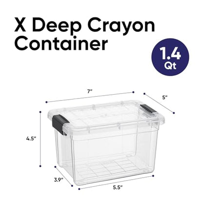 Superio Mini Storage Container Plastic Crayon Box Art Supplies and Sewing Case Stackable Clear Small Organizer for Beads, Stationery, Chalk, and Food, 1.4 Quart, 8 Pack - size: 1.4 Quarts, style: 8 Pack