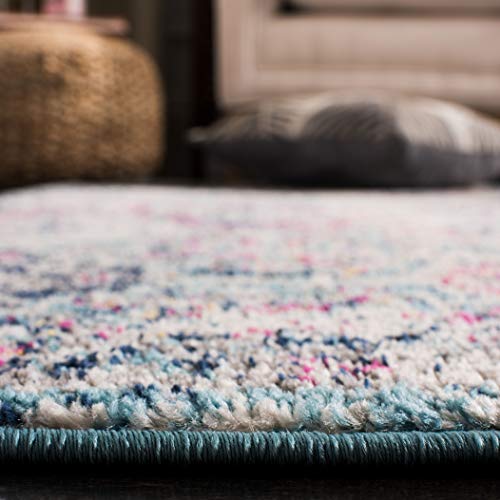 SAFAVIEH Madison Collection Accent Rug - 2'3" x 4', Navy & Teal, Boho Chic Distressed Design, Non-Shedding & Easy Care, Ideal for High Traffic Areas in Entryway, Living Room, Bedroom (MAD611N) - color: Navy/Teal, size: 2'3" x 4' (Rectangular)