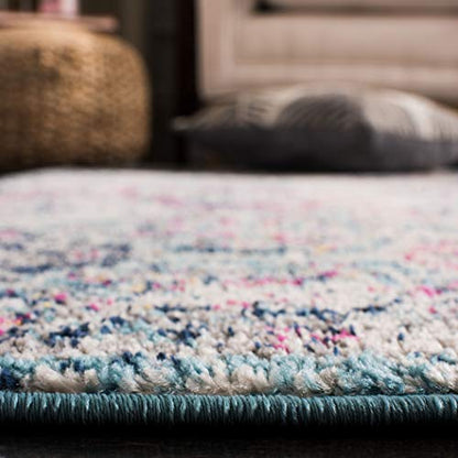 SAFAVIEH Madison Collection Accent Rug - 2'3" x 4', Navy & Teal, Boho Chic Distressed Design, Non-Shedding & Easy Care, Ideal for High Traffic Areas in Entryway, Living Room, Bedroom (MAD611N) - color: Navy/Teal, size: 2'3" x 4' (Rectangular)