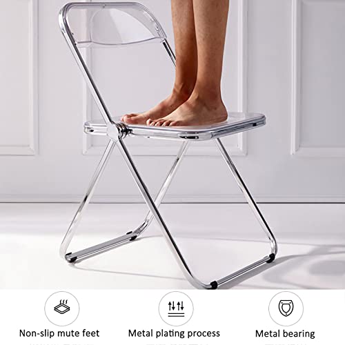 Stackable Transparent Dining Chair - Metal Frame, Plastic Accent Chair for Kitchen, Living Room, Bedroom - Space Saving, Stylish Design，Pink 47x48x76cm(19x19x30inch - color: Pink