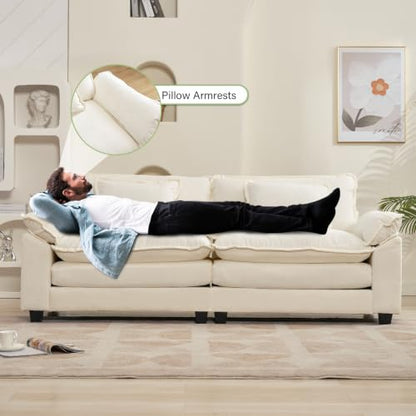 86" Modular Sectional Sofa, Comfy Loveseat Deep Cloud Couch | Couches for Living Room, Modular Couch, Deep and Wide Seat, Chenille Sofa Sleeper with Throw Pillows, Beige White - color: Beige White, size: 86 Inch