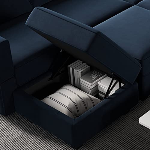 Belffin Modular Sectional Arm Accent Chair with Storage Seat Velvet Armchair Single Sofa Club Chair Blue - color: Blue, size: Armchair