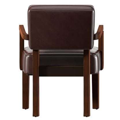 Faux Leather Accent Chair, Mid Century Armchair with Wood Frame | Living Room Chairs with Soft Thicken Cushion,Comfy Reading Chair for Bedroom,Waiting Room,Home Office,Easy Assembly,Cherry - color: Faux Leather Cherry, size: One Chair