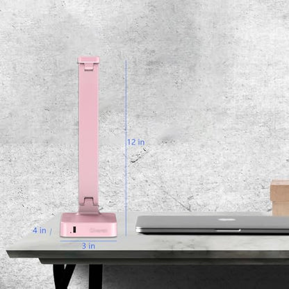 Drevet LED Desk Lamp, Desk Light with 1 USB Charging Port and 2 AC Power Outlet, 3 Lighting Modes, 3 Level Brightness,1H Timer, Touch Control, Eye-Caring Home Office Foldable Table Lamp (Pink) - color: Pink Classic 1USB/2AC