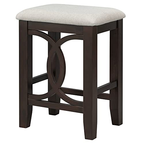 3 Piece Counter Height Dining Table Set with 2 Stools, 47.2 Inch Breakfast Nook Table for Small Spaces, Solid Wood Frame, Farmhouse Apartment Kitchen Set,Espresso - color: Espresso