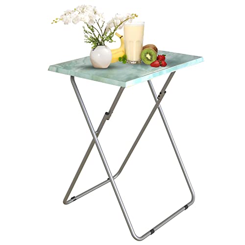 Folding TV Tray Table TV Dinner Table with Sturdy MDF Top,Eating Trays for Living Room with No Assembly Required 15 x 18.9 x 26 in(Sea Blue,1PC) - color: Sea Blue, size: 1pc