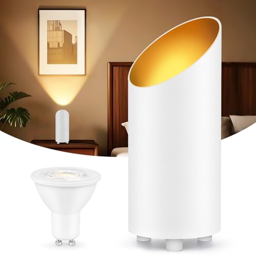 Uplighting Indoor, 7W Floor Can Lights with 2700K LED GU10 Bulbs | IP44 Waterproof Uplights Spotlight for Dark Corner Sofa House Plant Wall Artwork Indoor, 6.5FT Plug Cord & Foot Switch - color: White 1 Pack