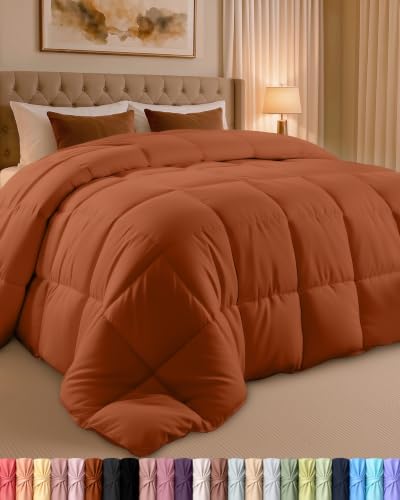Utopia Bedding Queen Comforter, Duvet Insert, Burnt Orange, 88 x 88 Inches | Soft and Fluffy Down Alternative Bed Comforter, All Season, Breathable, Corner Tabs, Box Stitched, Durable, Machine Washable - color: Burnt Orange, size: Queen