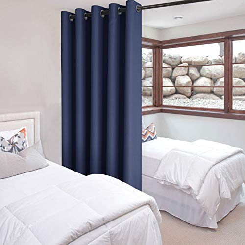 DWCN Patio Sliding Door Curtains - Extra Wide Curtains for Glass Door, Room Divider Blackout Thermal Curtain Grommet Panel with Grommet Top for Bedroom Partition, 6.7ft Wide x 7ft Tall, Navy Blue - color: Navy Blue, size: 80"W x 84"L (Pack of 1)