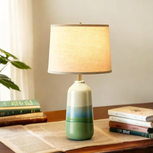 Misty Gradient Ceramic Eye-Caring SoftGlow Lamp with 3-Color Dimmable and Exquisite Round Shell for Room