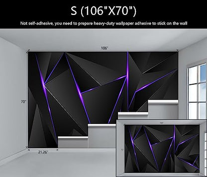 3D Black and Purple Geometric Wallpaper Mural for Game Room | 106"x70" Not Peel and Stick - color: Art Wall-18, size: 106" x 70"