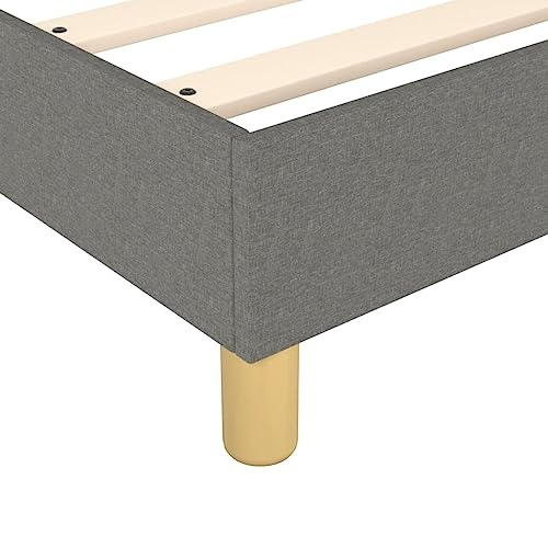Full Size Bed Frame Upholstered Platform Bed, Dark Gray Polyester Fabric, Modern Low Profile Mattress Foundation with Durable Wood Slats Support - size: Full Bed