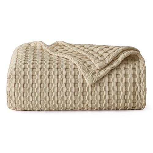 Bedsure Cooling Cotton Waffle Weave Throw Blanket - Lightweight Breathable Blanket of Rayon Derived from Bamboo for Hot Sleepers, Luxury Throws for Bed, Couch and Sofa, Warm Taupe, 50x70 Inches - color: 03 - Warm Taupe, size: Throw XL (50" X 70")