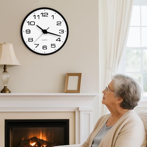 JoFomp Lighted Wall Clocks Battery Operated, 12 Inch Wall Clock for Bedroom Night Glow, Light Up Wall Clock Silent, Glow in The Dark Wall Clocks for Living Room Decor, Light Sensor - Auto Lighting - size: 12 Inch