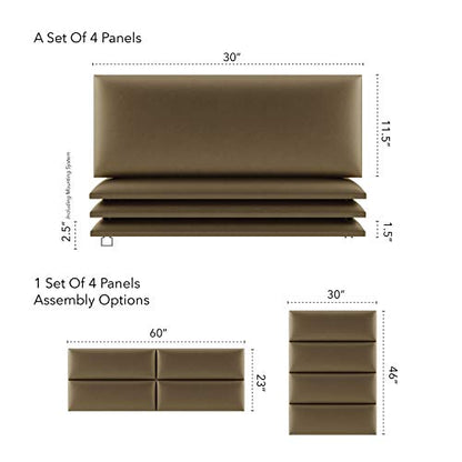 Vänt Wall Mounted Headboard Panels, Queen/Full, Metallic Gold - color: Metallic Gold, size: 30"