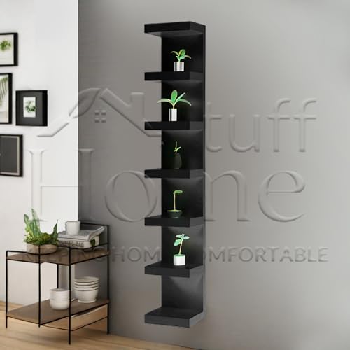 Wall Shelf Unit, 11 3/4x74 3/4,Use Fixing Devices Suitable for The Walls in Your Home. (2 x Black) - color: 2 X Black