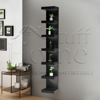 Wall Shelf Unit, 11 3/4x74 3/4,Use Fixing Devices Suitable for The Walls in Your Home. (2 x Black) - color: 2 X Black