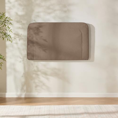 Hearth & Harbor Wall Mounted Twin Headboard Only, Bed Headboard Twin Size | Easy Assemble, Floating Peel & Stick, Upholstered Boucle, 3D Stitched Wall Panels, 5 Strips of 3M Tape Included, Mocha Brown - color: 04-mocha Brown, size: Twin