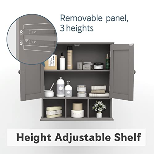 TaoHFE Grey Bathroom Cabinet,Bathroom Wall Cabinet with 2 Door | Adjustable Shelves,Over The Toilet Storage Cabinet,Bathroom Cabinet Wall Mounted,Medicine Cabinets for Laundry Room Kitchen - color: Grey