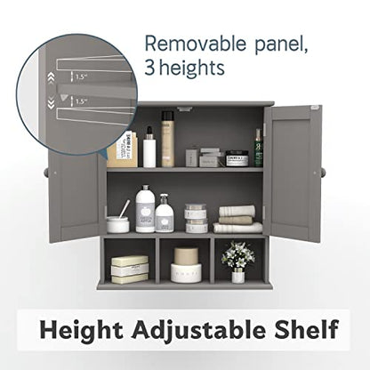 TaoHFE Grey Bathroom Cabinet,Bathroom Wall Cabinet with 2 Door | Adjustable Shelves,Over The Toilet Storage Cabinet,Bathroom Cabinet Wall Mounted,Medicine Cabinets for Laundry Room Kitchen - color: Grey