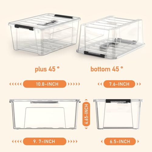 8 Pack Clear Plastic Storage Bins with Lids and Handle, Small Stackable Latching Storage Boxes for Organization (5 Quart) - color: Clear