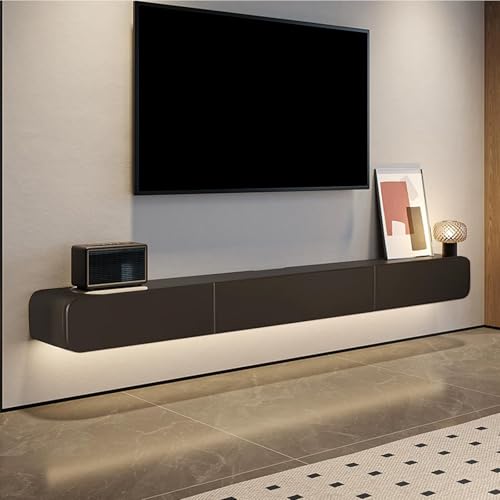 Solid Wood Floating TV Stand Wall Mounted, Black, 63" Wall Mounted Entertainment Center Console, Hanging tv Media Shelf for Living Room, Bedroom (DSGBLACK-B, 63IN) - color: Dsgblack-b, size: 63IN