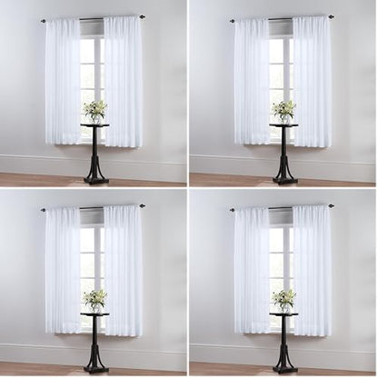 Thermoregulating Semi-Sheer Curtains – Energy-Saving Privacy Panels with UV Light Deflection, Heat & Cold Insulation (White, 63L x 59W, Pack of 4) - color: White, size: 59"W x 63"L (Pack of 4)